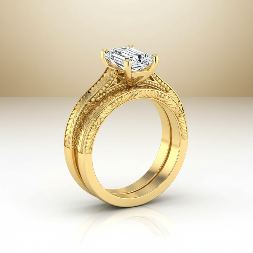 The Aida Matching Wedding Band, Emerald in 18K Yellow Gold
