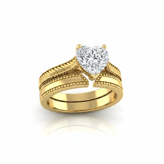 The Aida Matching Wedding Band, Heart in 18K Yellow Gold