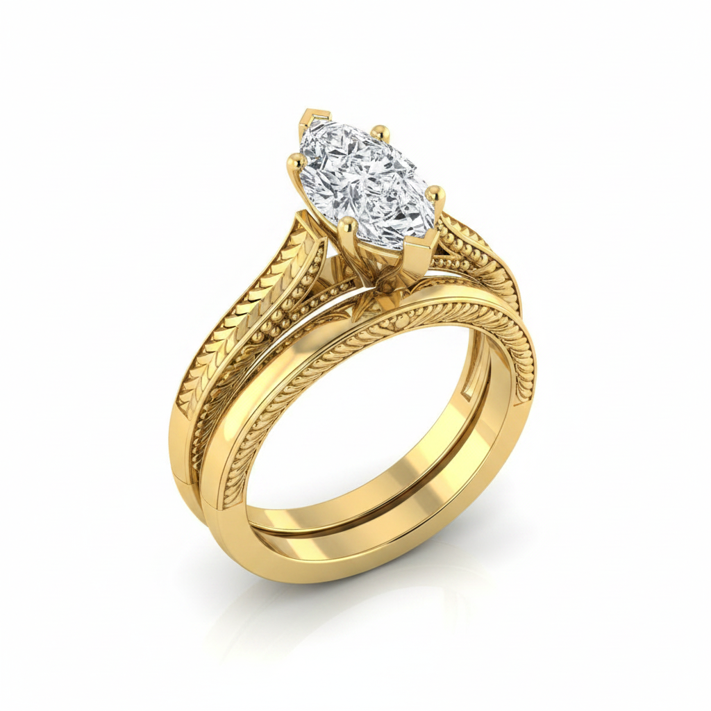 The Aida Matching Wedding Band, Marquise in 18K Yellow Gold