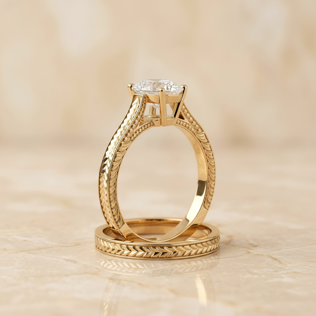 The Aida Matching Wedding Band, Oval in 18K Yellow Gold