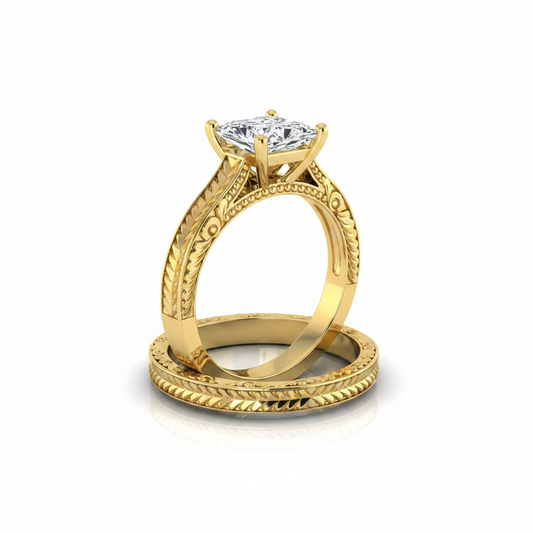 The Aida Matching Wedding Band, Princess in 18K Yellow Gold