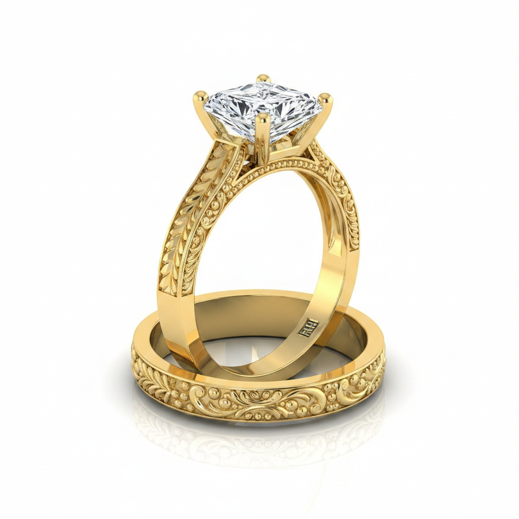 The Aida Matching Wedding Band, Radiant in 18K Yellow Gold