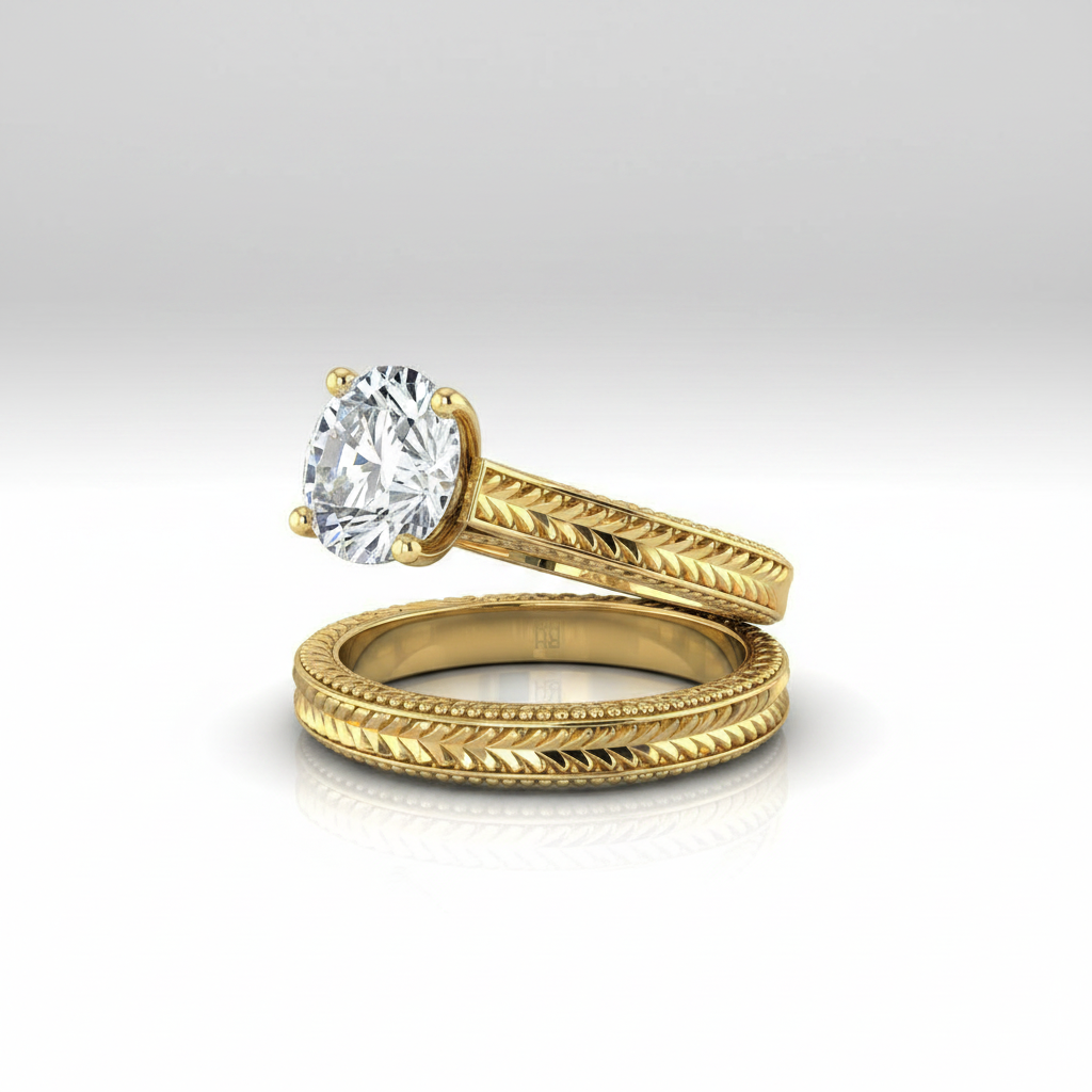 The Aida Matching Wedding Band, Round in 18K Yellow Gold