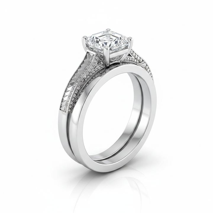 The Aida Matching Wedding Band, Asscher in Platinum | RockHer