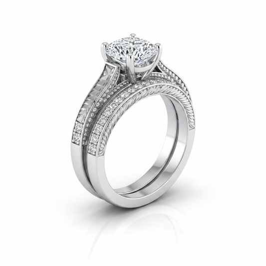 The Aida Matching Wedding Band, Cushion in Platinum