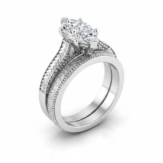 The Aida Matching Wedding Band, Marquise in Platinum