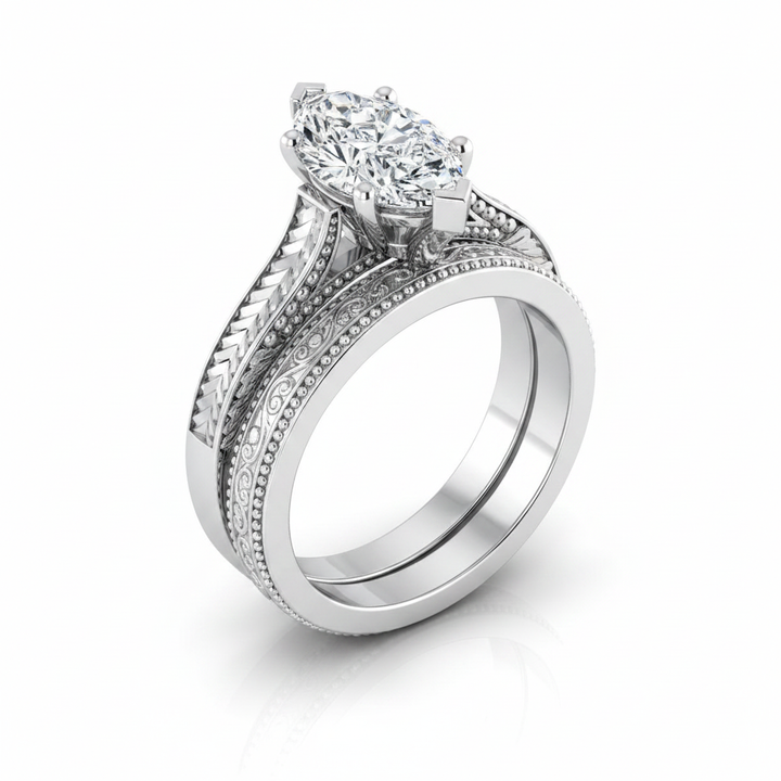 The Aida Matching Wedding Band, Marquise in Platinum | RockHer