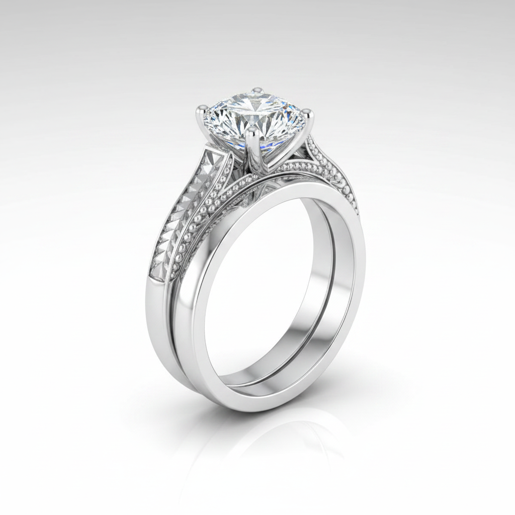 The Aida Matching Wedding Band, Round in Platinum