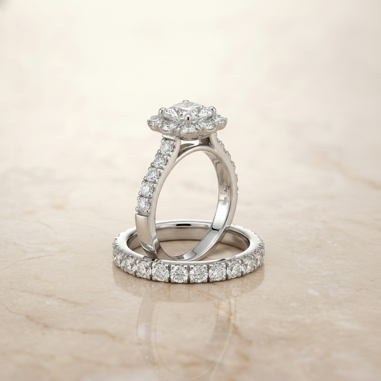 The Alannah Matching Wedding Band, Cushion in 18K White Gold