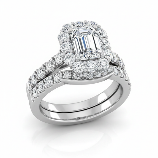 The Alannah Matching Wedding Band, Emerald in 18K White Gold