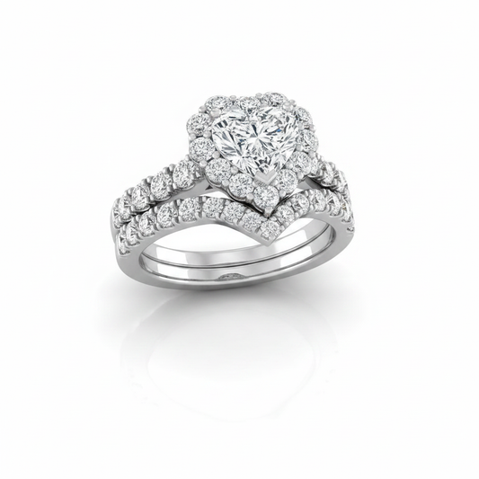 The Alannah Matching Wedding Band, Heart in 18K White Gold
