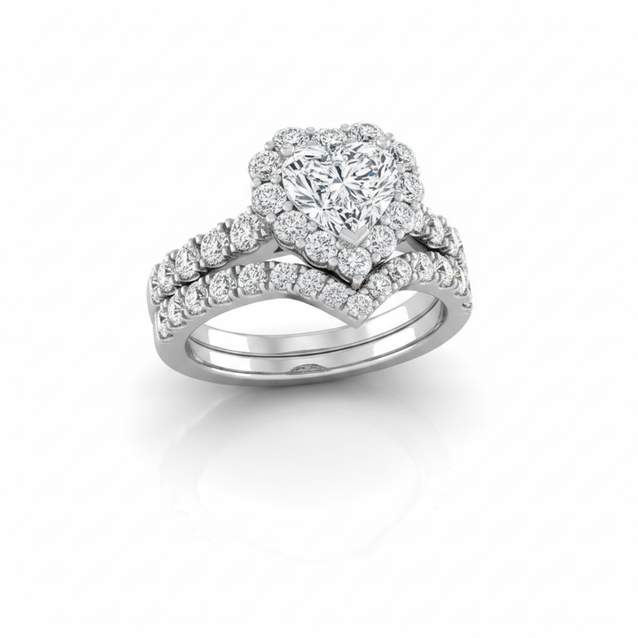 The Alannah Matching Wedding Band, Heart in 18K White Gold