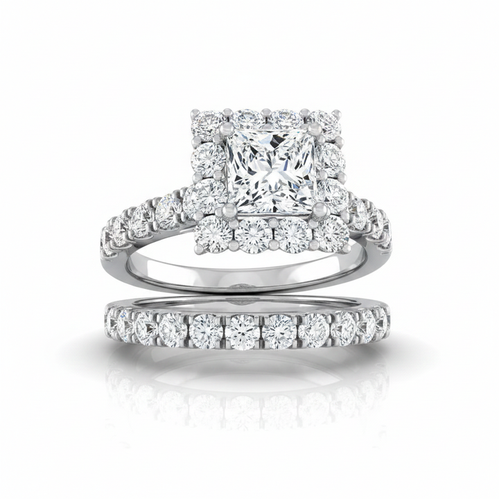 The Alannah Matching Wedding Band, Princess in 18K White Gold | RockHer
