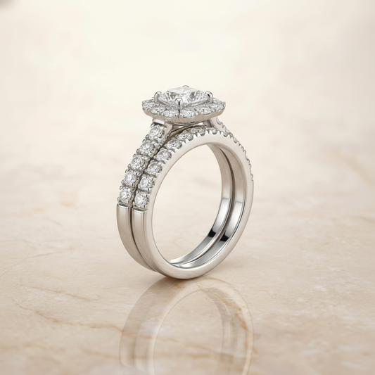 The Alannah Matching Wedding Band, Cushion in Platinum