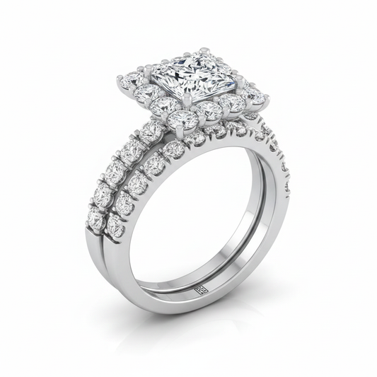 The Alannah Matching Wedding Band, Princess in Platinum