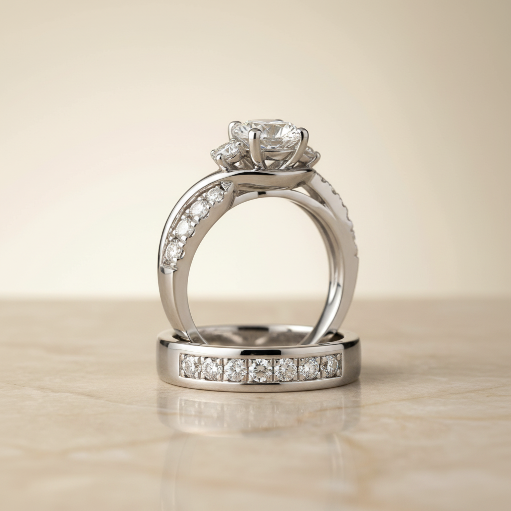 The Alice Matching Wedding Band, Round in 18K White Gold