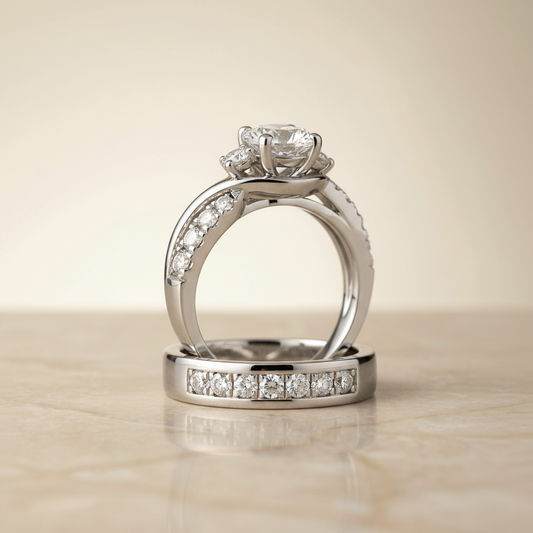 The Alice Matching Wedding Band, Round in 18K White Gold