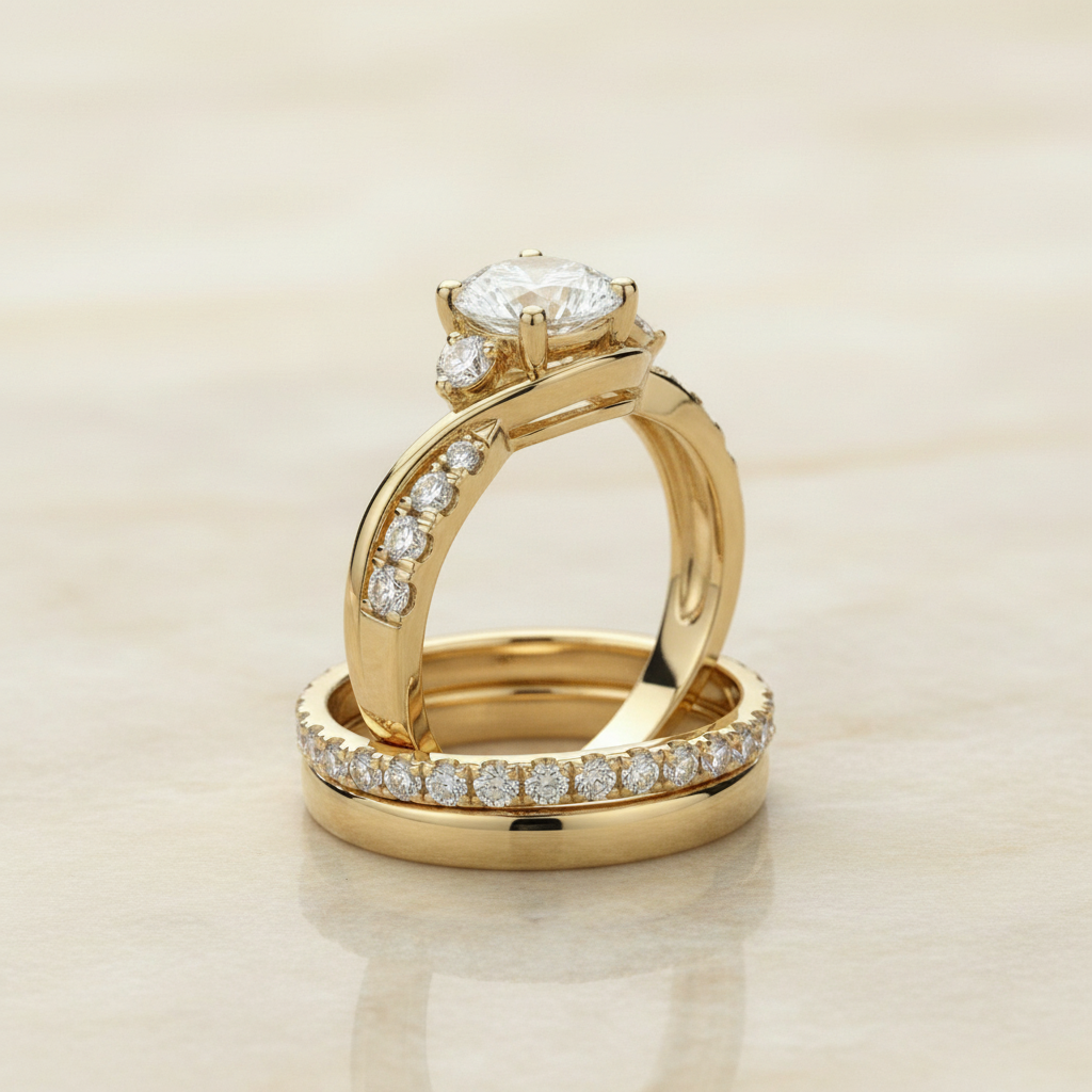 The Alice Matching Wedding Band, Round in 18K Yellow Gold