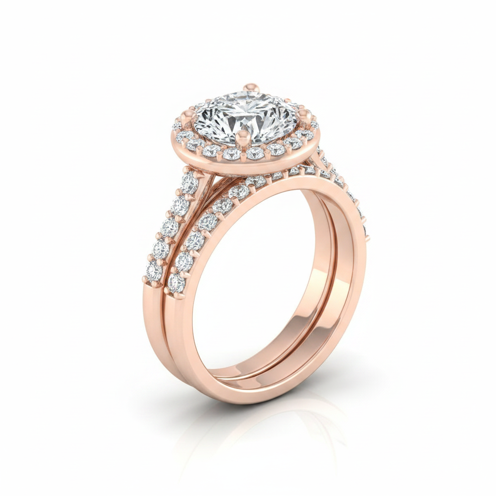 The Alicia Matching Wedding Band, Round in 14K Rose Gold