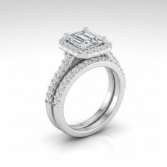 The Alicia Matching Wedding Band, Emerald in 18K White Gold