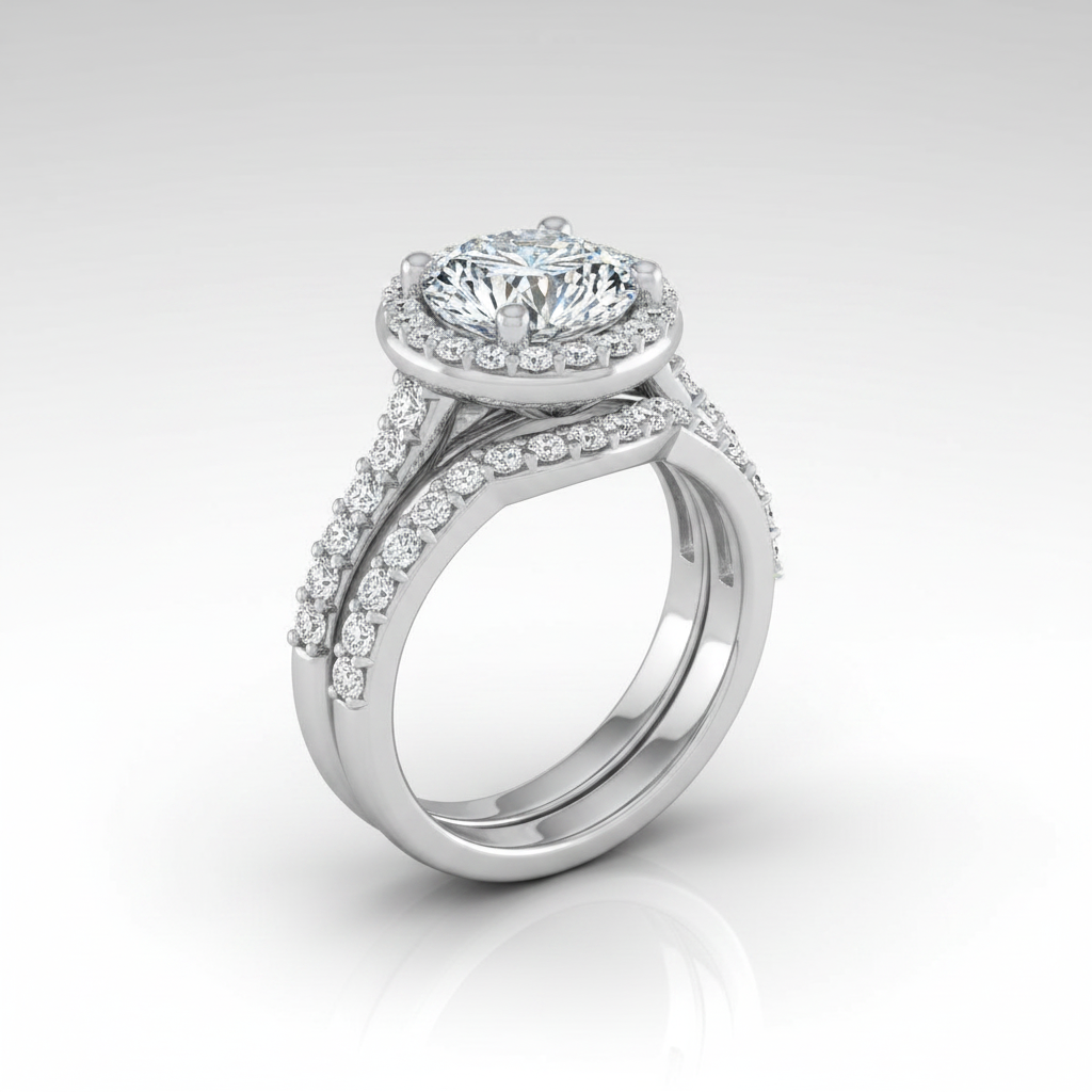 The Alicia Matching Wedding Band, Round in 18K White Gold