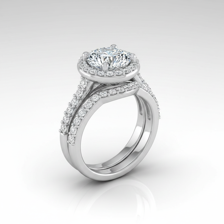 The Alicia Matching Wedding Band, Round in 18K White Gold | RockHer
