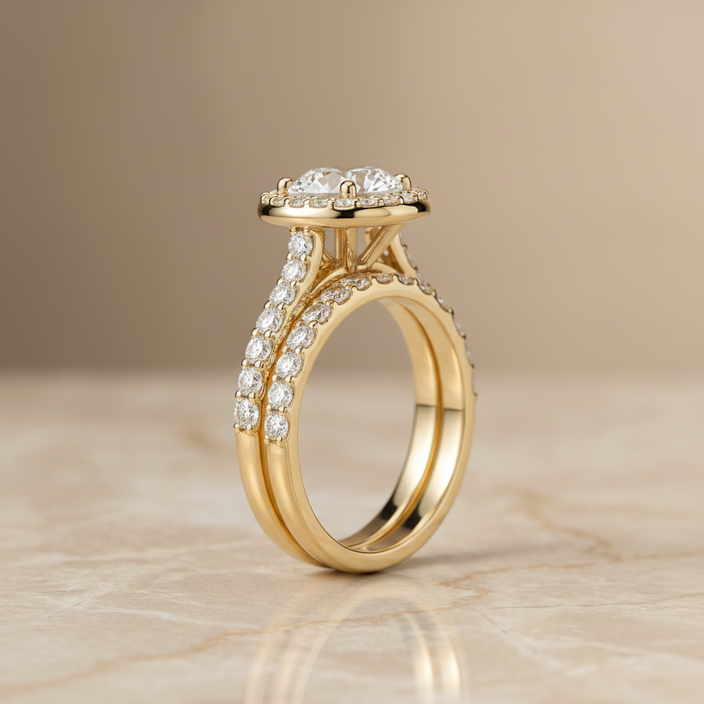 The Alicia Matching Wedding Band, Round in 18K Yellow Gold