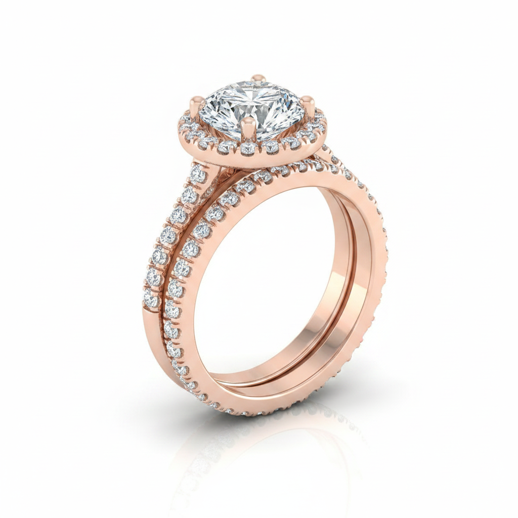 The Allegra Matching Wedding Band, Round in 14K Rose Gold