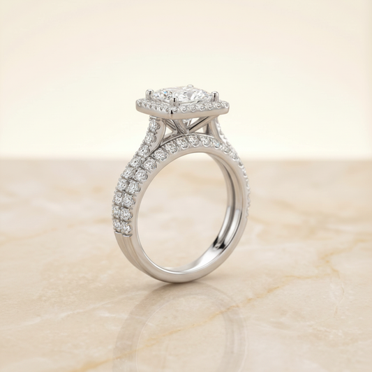 The Allegra Matching Wedding Band, Princess in 18K White Gold