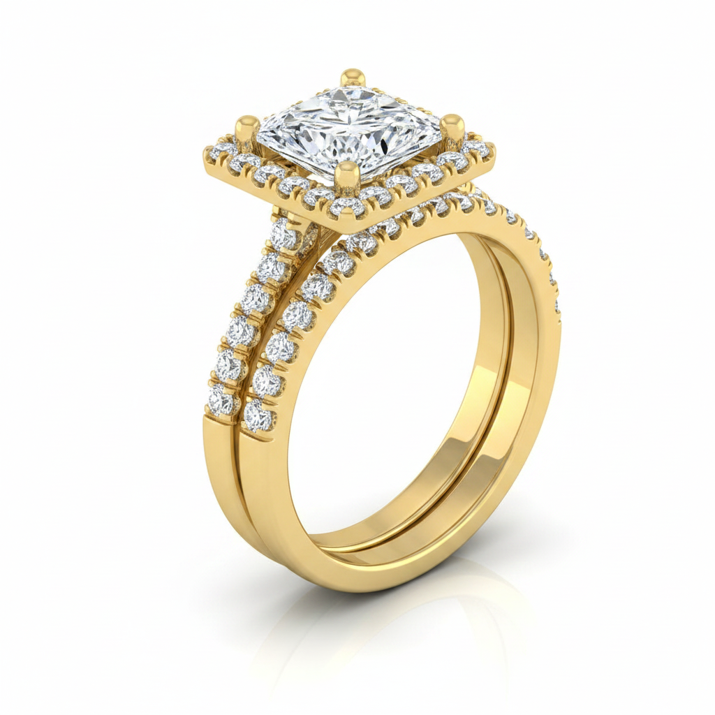 The Allegra Matching Wedding Band, Princess in 18K Yellow Gold