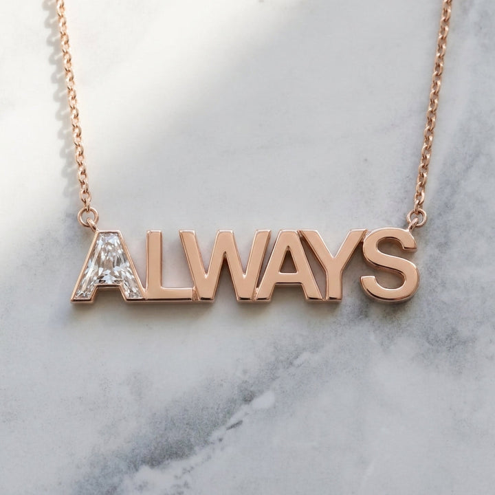 ALWAYS lab-grown diamond letter necklace in 14K Rose Gold