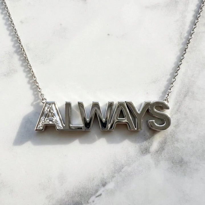 ALWAYS lab-grown diamond letter necklace in 14K White Gold