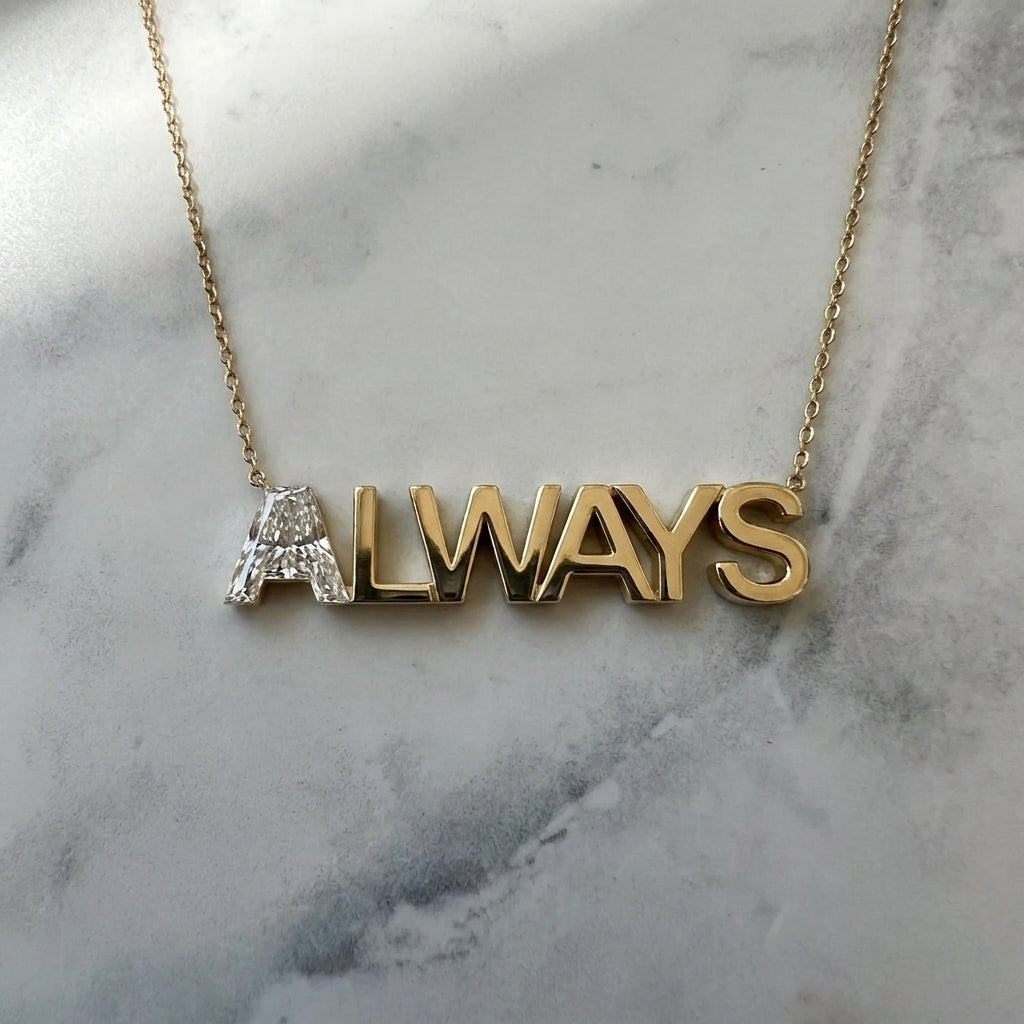 ALWAYS lab-grown diamond letter necklace in 14K Yellow Gold