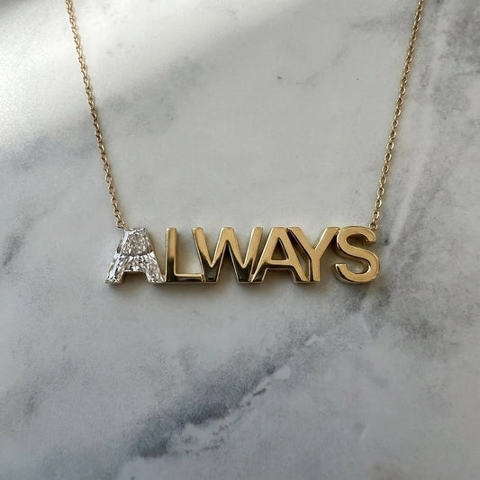ALWAYS lab-grown diamond letter necklace in 14K Yellow Gold