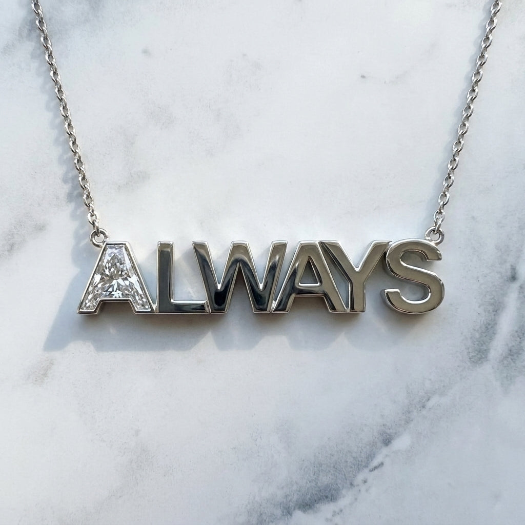 ALWAYS lab-grown diamond letter necklace in Platinum