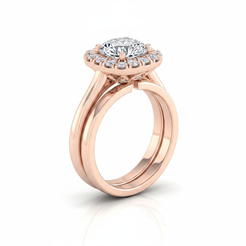 The Amy Matching Wedding Band, Round in 14K Rose Gold