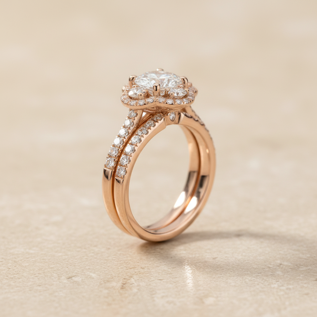 The Andrea Matching Wedding Band, Round in 14K Rose Gold