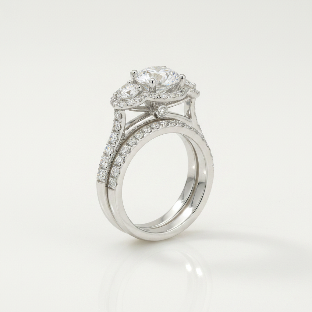 The Andrea Matching Wedding Band, Round in 18K White Gold