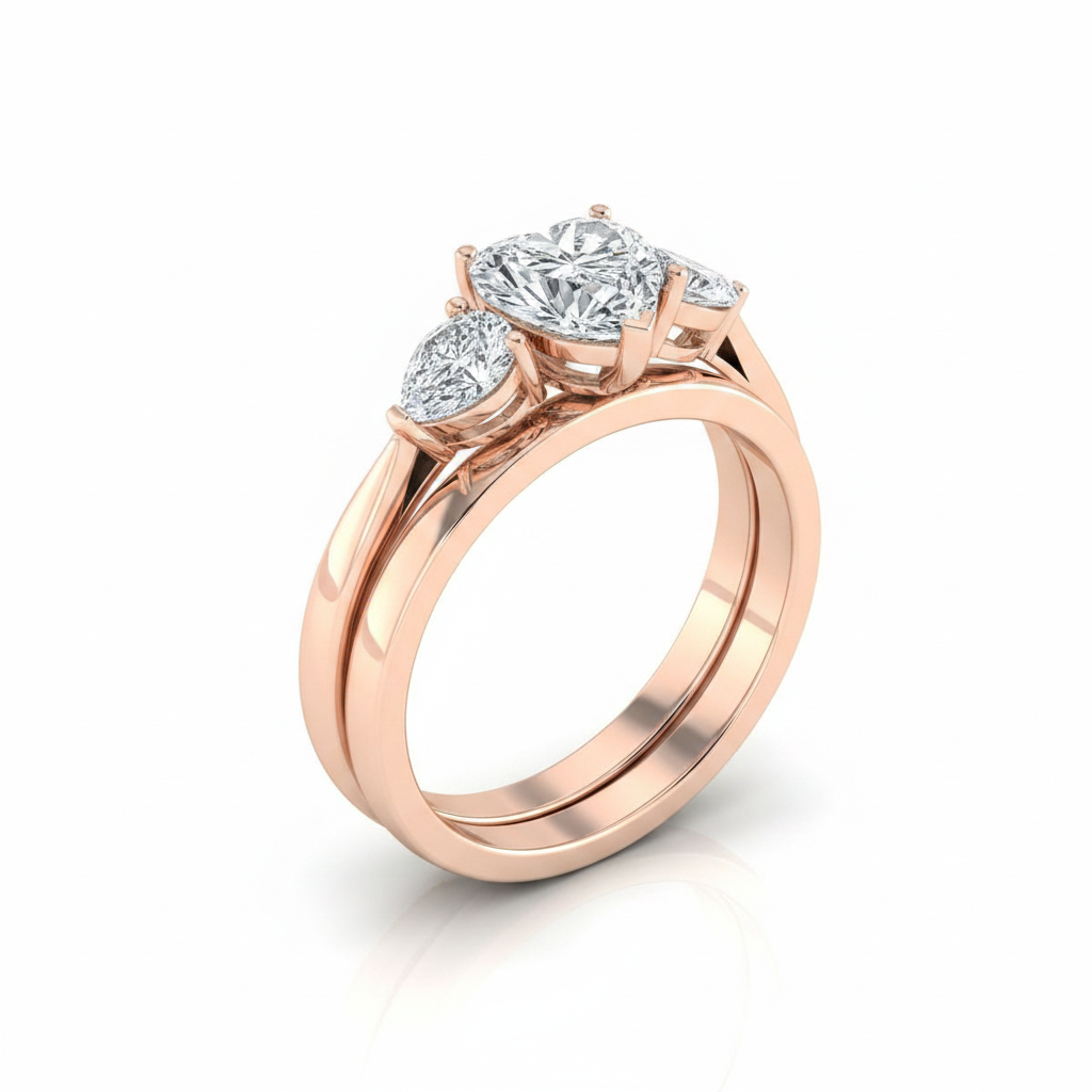 The Angelica Matching Wedding Band, Heart in 14K Rose Gold