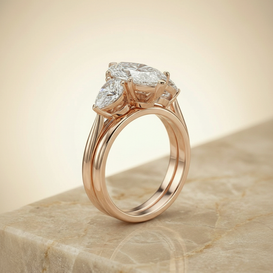 The Angelica Matching Wedding Band, Marquise in 14K Rose Gold