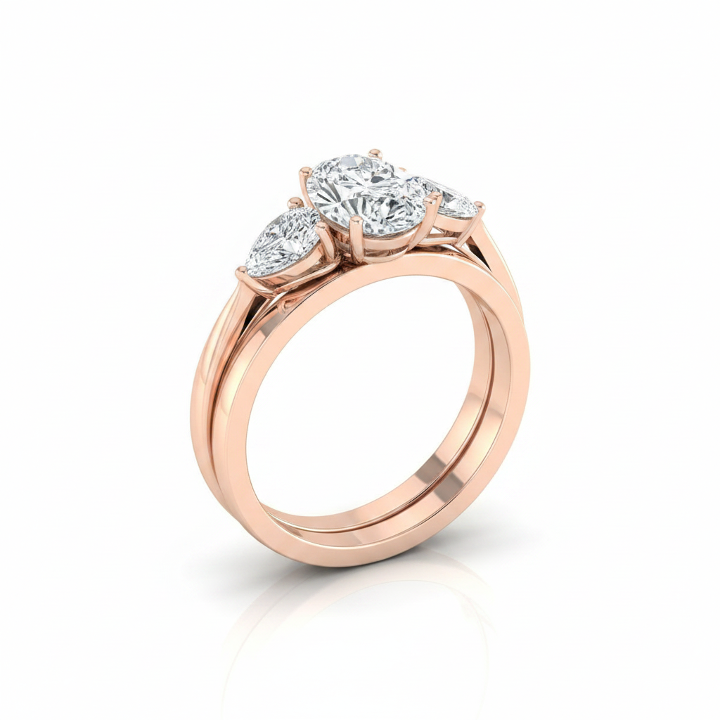 The Angelica Matching Wedding Band, Oval in 14K Rose Gold