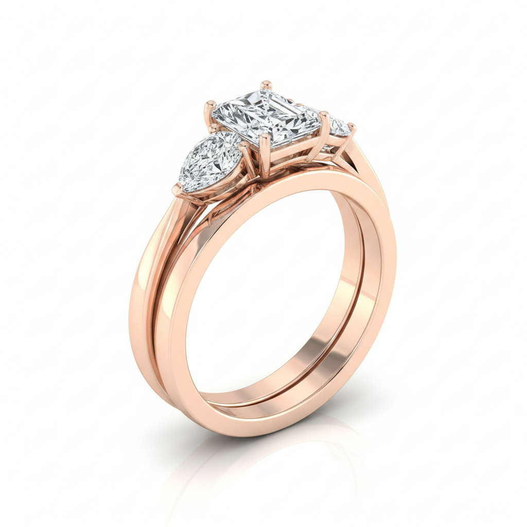 The Angelica Matching Wedding Band, Radiant in 14K Rose Gold