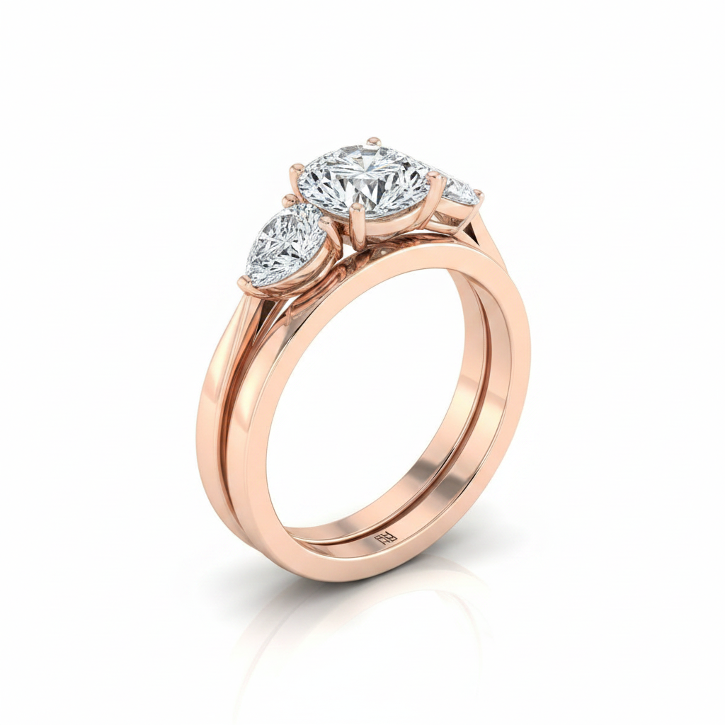 The Angelica Matching Wedding Band, Round in 14K Rose Gold