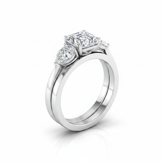 The Angelica Matching Wedding Band, Asscher in 18K White Gold