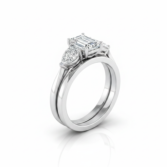 The Angelica Matching Wedding Band, Emerald in 18K White Gold