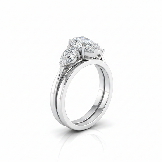 The Angelica Matching Wedding Band, Pear in 18K White Gold