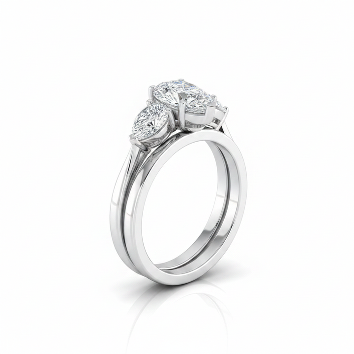 The Angelica Matching Wedding Band, Pear in 18K White Gold | RockHer