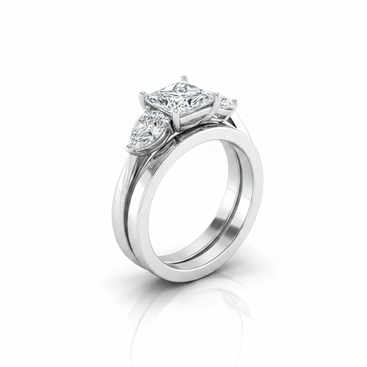 The Angelica Matching Wedding Band, Princess in 18K White Gold