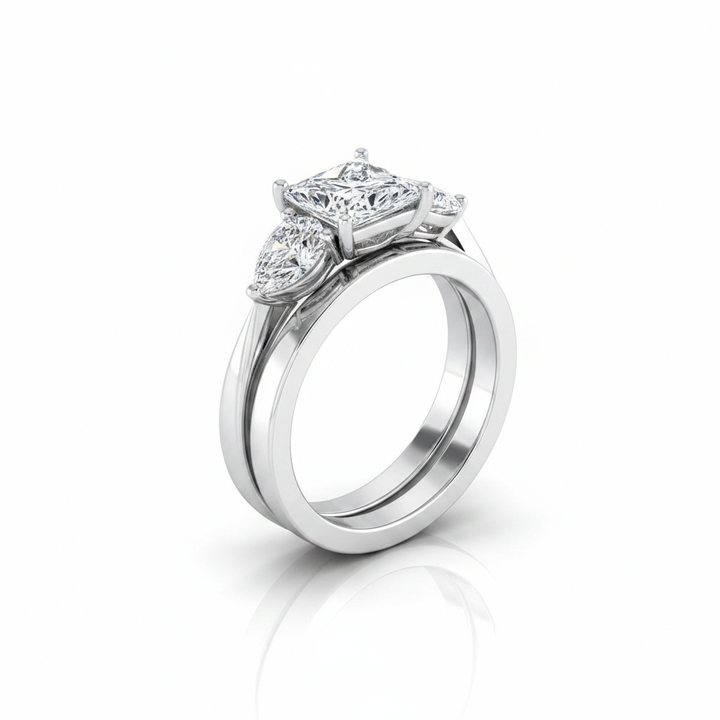 The Angelica Matching Wedding Band, Princess in 18K White Gold | RockHer