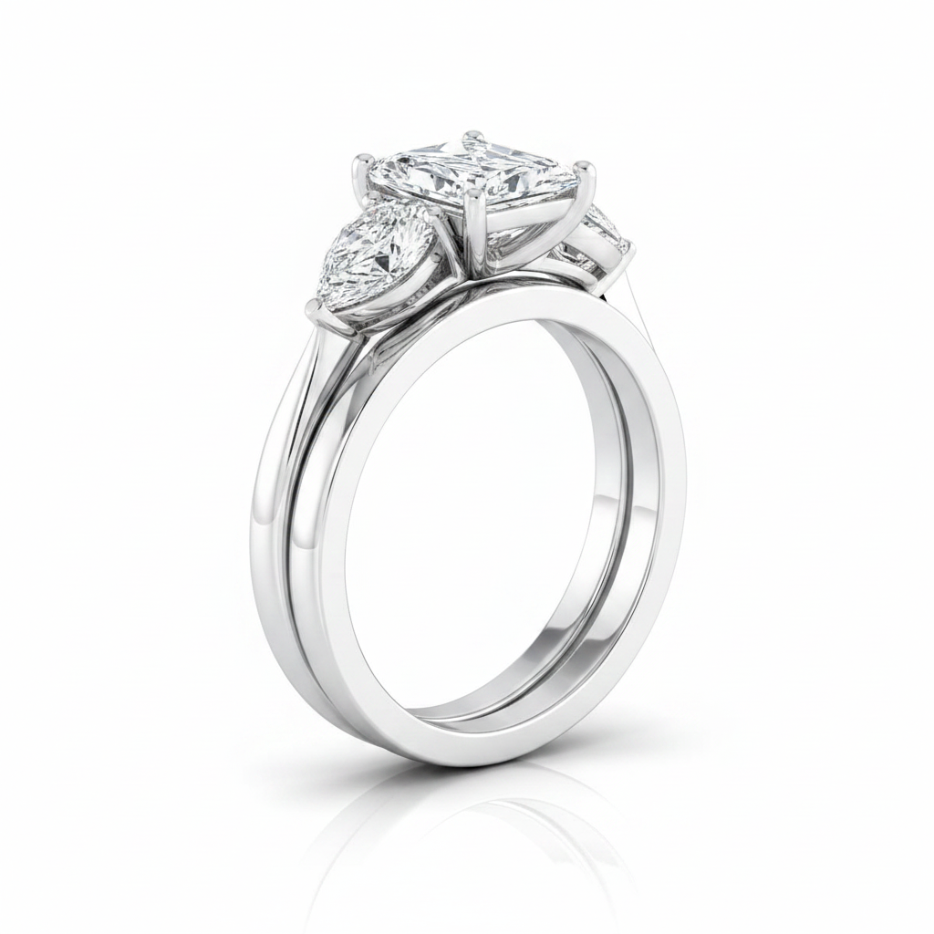 The Angelica Matching Wedding Band, Radiant in 18K White Gold